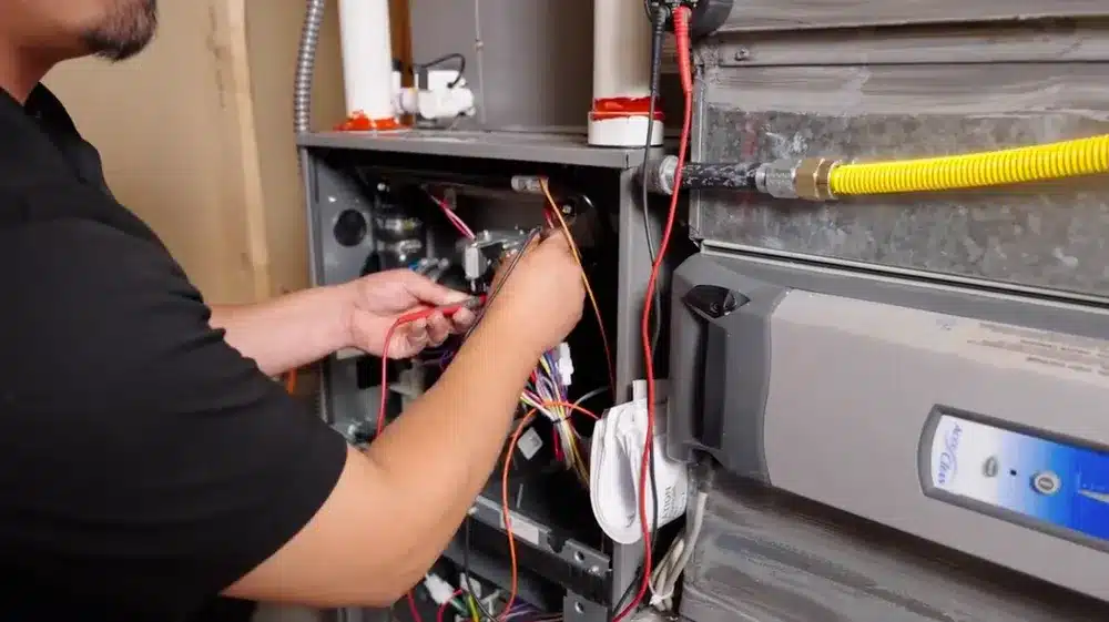 Technician performing furnace diagnostics in Denver, CO