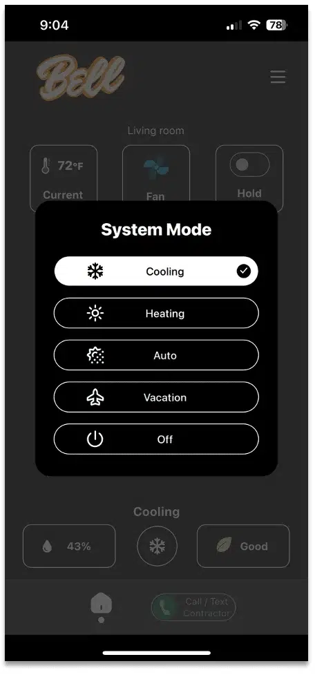 Bell comfort thermostat