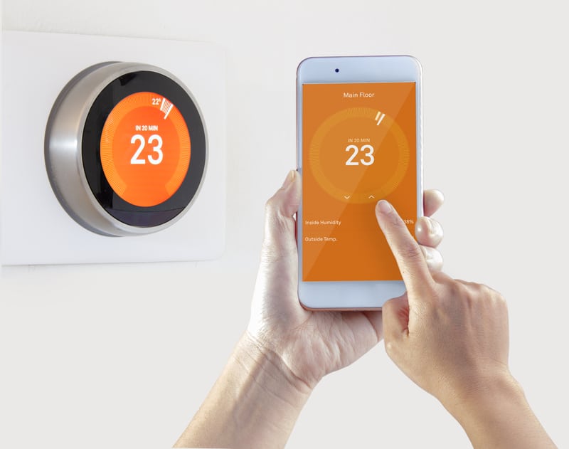 smart thermostat and cellphone